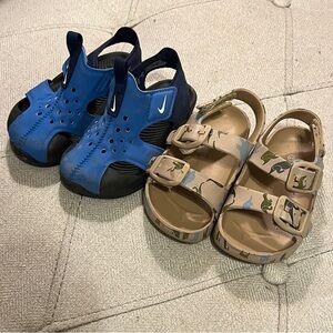 Set of Nike Kids Sandals and brown dinosaur sandals size 5 and 6 infant shoes